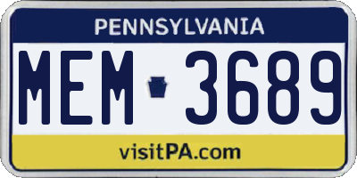 PA license plate MEM3689