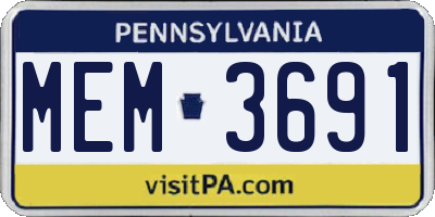 PA license plate MEM3691