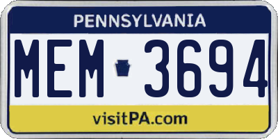 PA license plate MEM3694