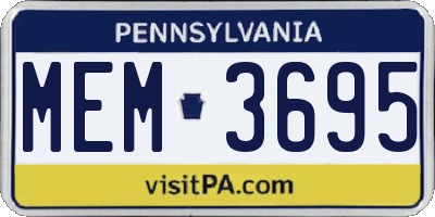 PA license plate MEM3695