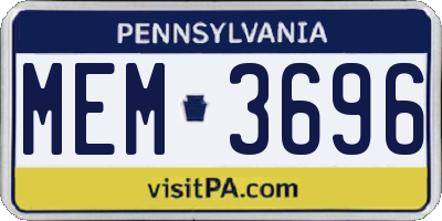 PA license plate MEM3696