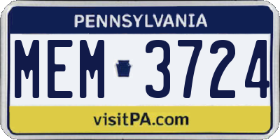 PA license plate MEM3724