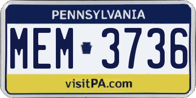 PA license plate MEM3736