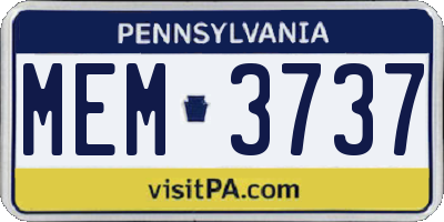 PA license plate MEM3737