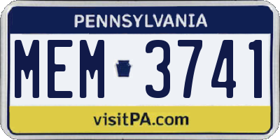 PA license plate MEM3741