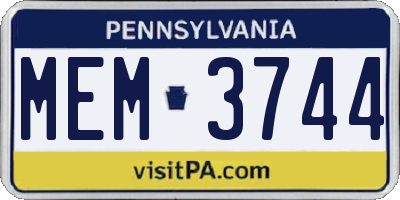 PA license plate MEM3744
