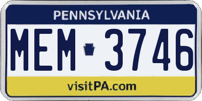PA license plate MEM3746