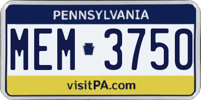 PA license plate MEM3750