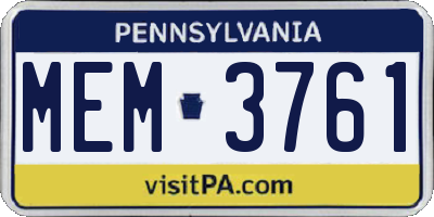 PA license plate MEM3761