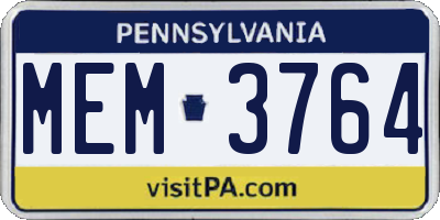 PA license plate MEM3764