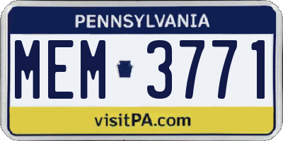 PA license plate MEM3771