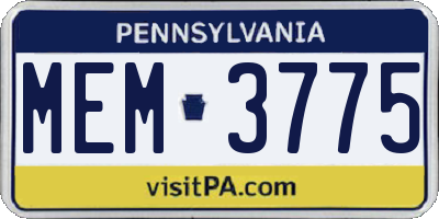 PA license plate MEM3775