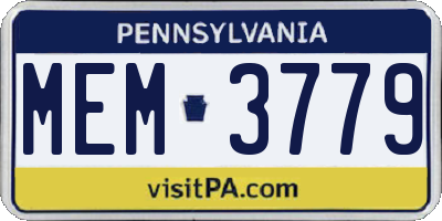 PA license plate MEM3779