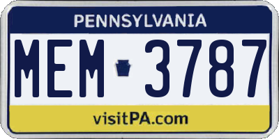 PA license plate MEM3787
