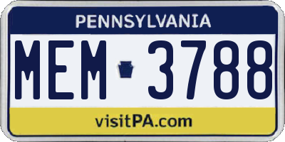 PA license plate MEM3788