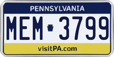 PA license plate MEM3799