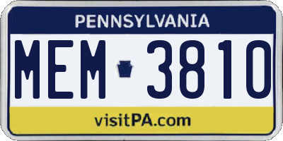 PA license plate MEM3810