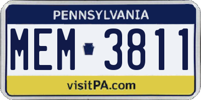 PA license plate MEM3811