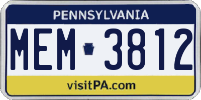 PA license plate MEM3812