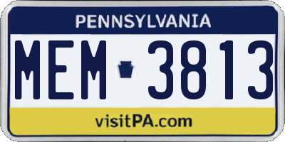 PA license plate MEM3813