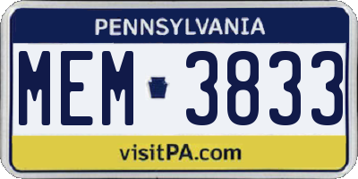 PA license plate MEM3833