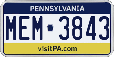 PA license plate MEM3843