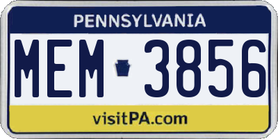 PA license plate MEM3856