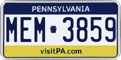 PA license plate MEM3859