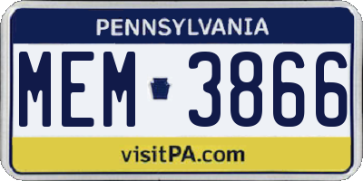 PA license plate MEM3866