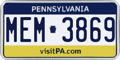 PA license plate MEM3869