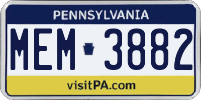 PA license plate MEM3882