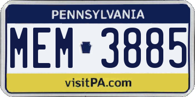 PA license plate MEM3885
