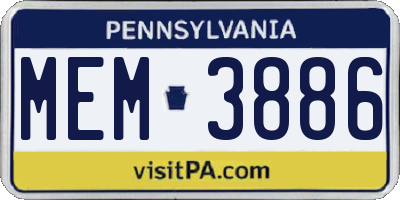 PA license plate MEM3886