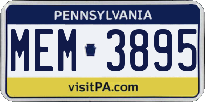 PA license plate MEM3895
