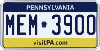 PA license plate MEM3900