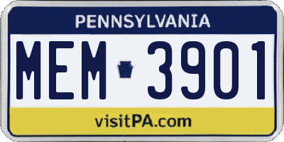 PA license plate MEM3901