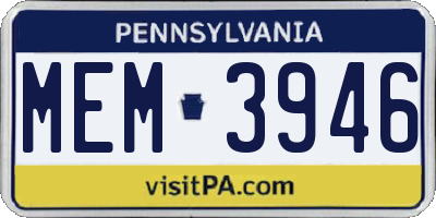 PA license plate MEM3946
