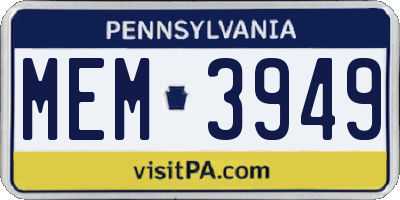 PA license plate MEM3949