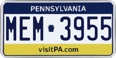 PA license plate MEM3955