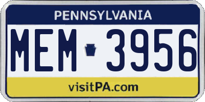 PA license plate MEM3956