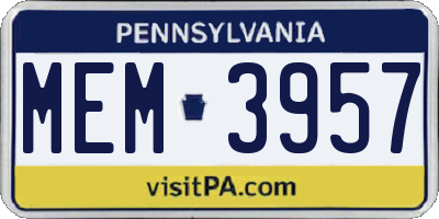 PA license plate MEM3957
