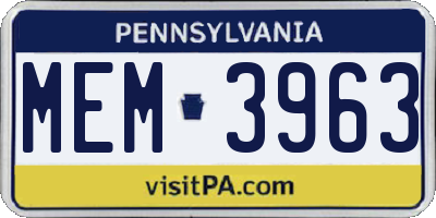 PA license plate MEM3963