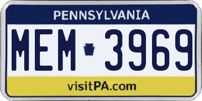 PA license plate MEM3969