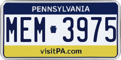 PA license plate MEM3975