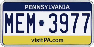 PA license plate MEM3977