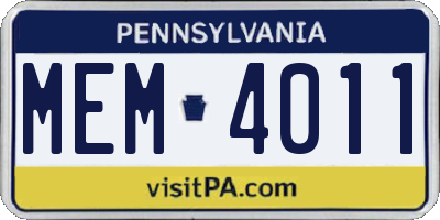 PA license plate MEM4011
