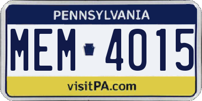 PA license plate MEM4015
