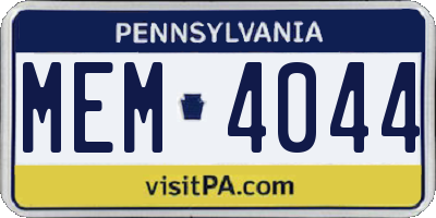 PA license plate MEM4044