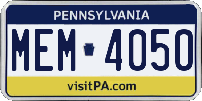 PA license plate MEM4050