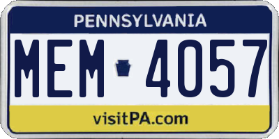 PA license plate MEM4057